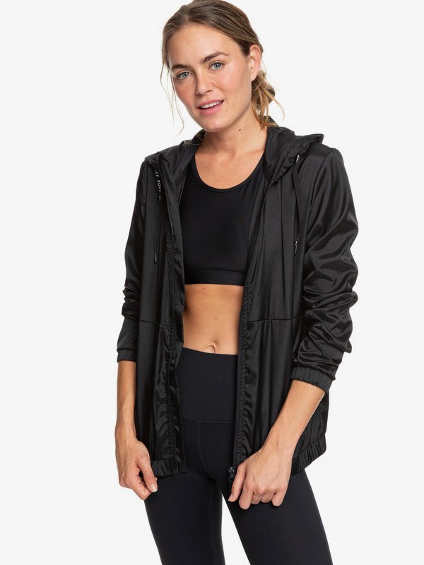 roxy, On Hold - Coupe-vent imperméable à capuche pour Femme, TRUE BLACK (kvj0) 0 On Hold - Coupe-vent imperméable à capuche pour Femme Noir ERJJK03326 Roxy