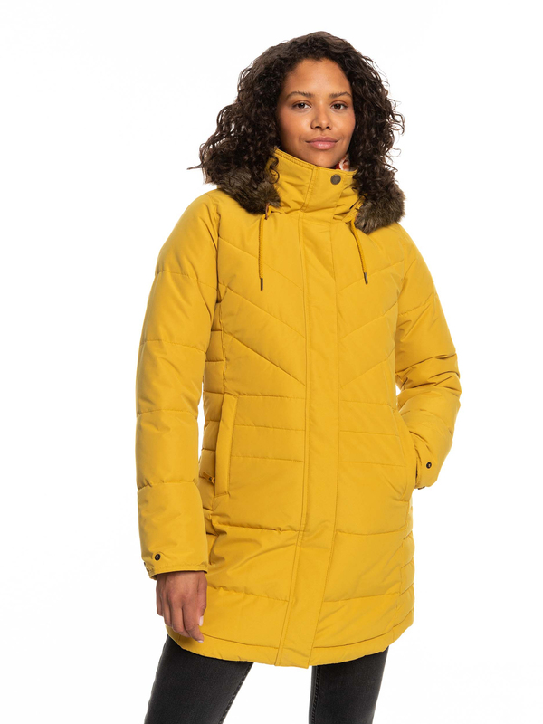 Roxy Ellie Longline Insulated Hooded Winterjas - Honey