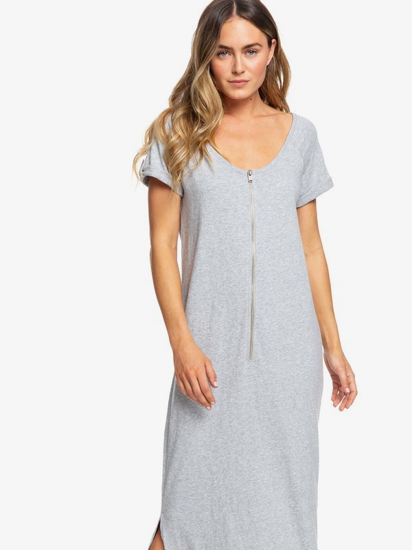 Sister Neptune Short Sleeve Front Zip Maxi T Shirt Dress 192504400056 ...