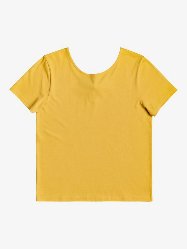 roxy, First Time - Bow Detail Short Sleeve Top for Women, GOLDEN GLOW (yks0) 0 First Time - Bow Detail Short Sleeve Top for Women Yellow ERJKT03556 Roxy