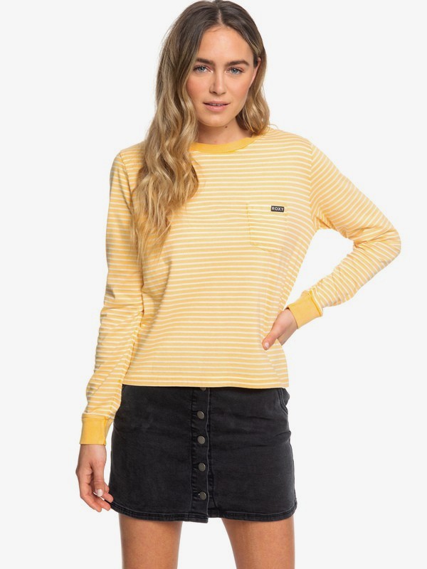 roxy, Back To You - Long Sleeve T-Shirt for Women, GOLDEN GLOW REV MARINA STRIPES (xyyw) 0 Back To You - Long Sleeve T-Shirt for Women Yellow ERJKT03557 Roxy