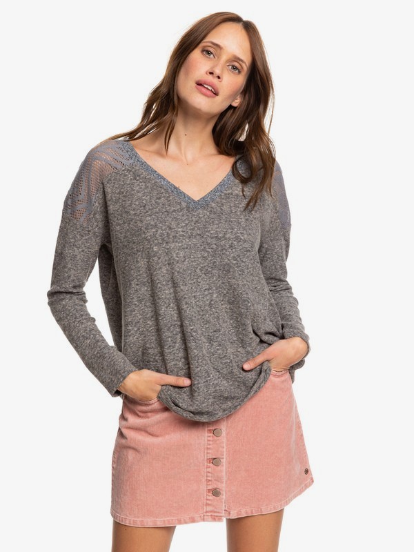 roxy, You Gotta Be - Long Sleeve V-Neck Top for Women, ANTHRACITE (kvj0) 0 You Gotta Be - Long Sleeve V-Neck Top for Women Black ERJKT03560 Roxy