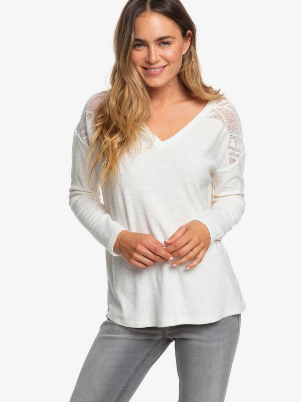 roxy, You Gotta Be - Haut manches longues encolure en V pour Femme, SNOW WHITE (wbk0) 0 You Gotta Be - Haut manches longues encolure en V pour Femme Blanc ERJKT03560 Roxy