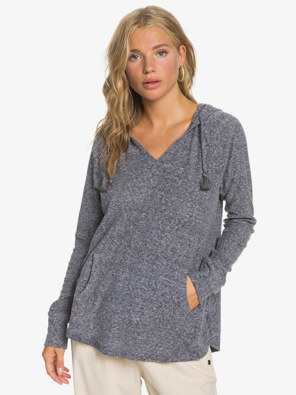roxy, Long Night Hooded Long Sleeve Top, ANTHRACITE (kvj0) 0 Long Night Hooded Long Sleeve Top Black ERJKT03561 Roxy