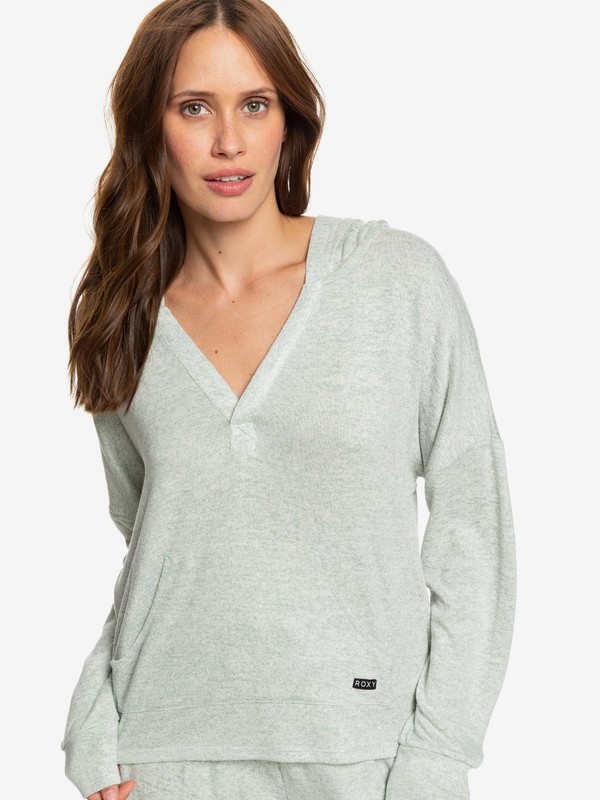 roxy, Sweet Thing - Hooded Long Sleeve Top for Women, LILY PAD HEATHER (gjnh) 0 Sweet Thing - Hooded Long Sleeve Top for Women Green ERJKT03566 Roxy
