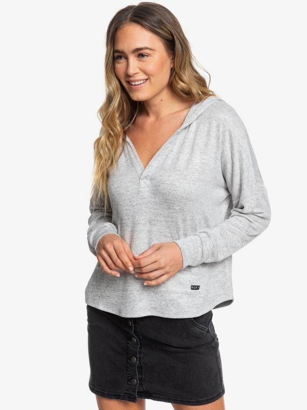 roxy, Sweet Thing - Hooded Long Sleeve Top for Women, HERITAGE HEATHER (sgrh) 0 Sweet Thing - Hooded Long Sleeve Top for Women Grey ERJKT03566 Roxy