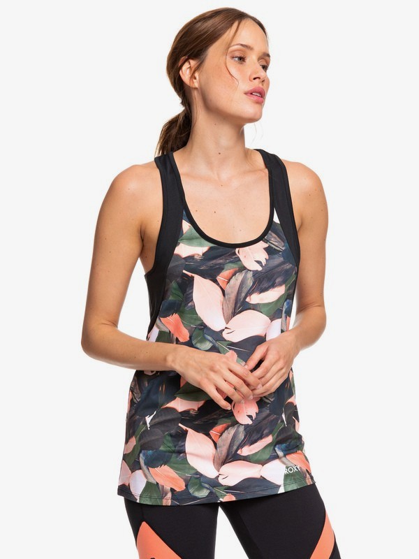 roxy, Hiding Place - Top Tecnico Smanicato da Donna, LIVING CORAL PLUMES (mjl6) 0 Hiding Place - Top Tecnico Smanicato da Donna Pink ERJKT03578 Roxy