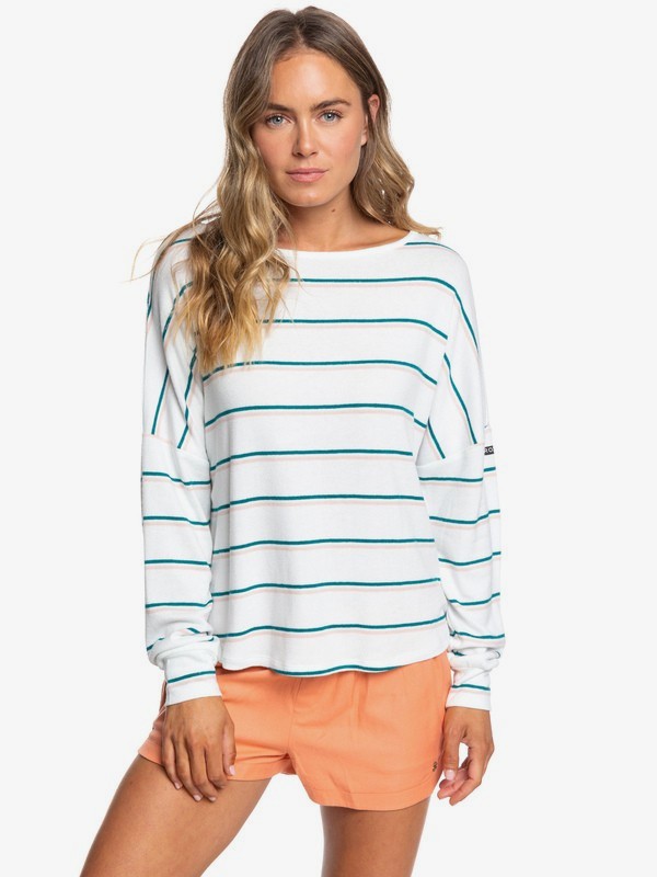 roxy, Holiday Everyday Stripe Long Sleeve Tee, EVERGLADE BALI STRIPES HORIZON (bss4) 0 Holiday Everyday Stripe Long Sleeve Tee Blue ERJKT03615 Roxy