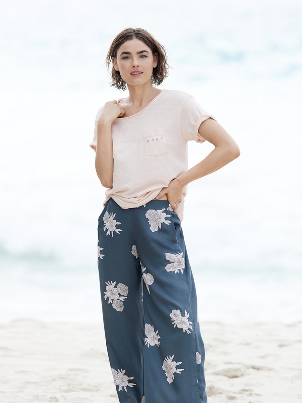 roxy, Midnight Avenue - Pantalón de Pata Ancha en Viscosa para Mujer, TURBULENCE ROSE AND PEARLS (kym7) 0 Midnight Avenue - Pantalón de Pata Ancha en Viscosa para Mujer Negro ERJNP03227 Roxy