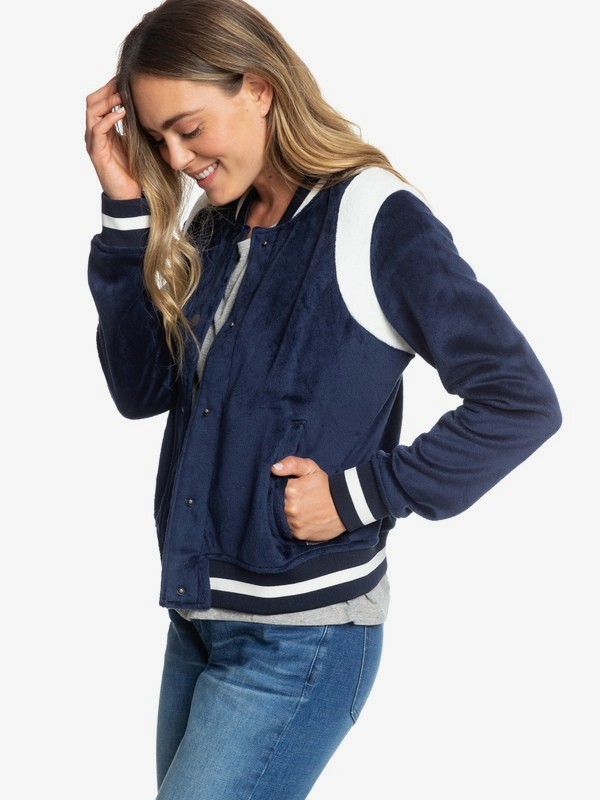roxy, Stormy Waters - Veste bomber en polaire pour Femme, MOOD INDIGO (bsp0) 0 Stormy Waters - Veste bomber en polaire pour Femme Bleu ERJPF03047 Roxy