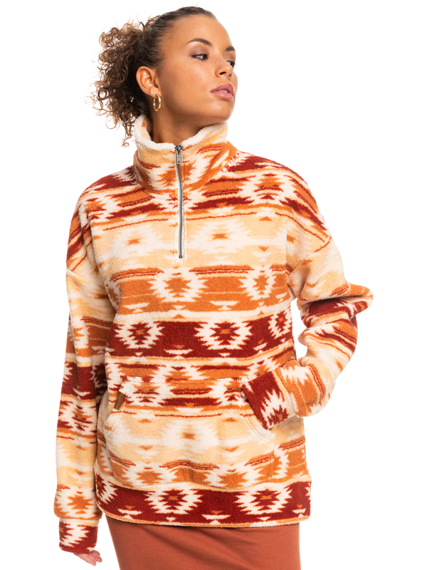 Roxy Live Out Loud Half Zip Pullover/sweater - Baked Clay New Spirit