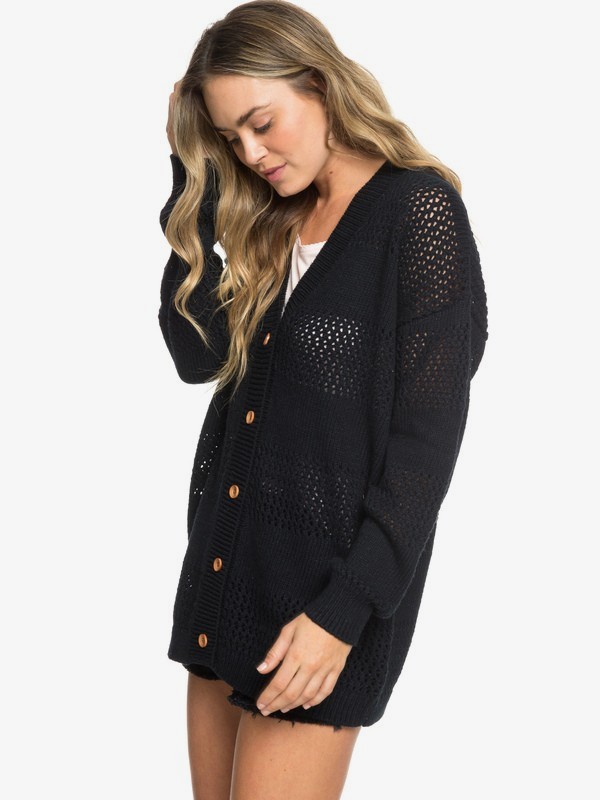 roxy, Golden Hell Gate - Cardigan da Donna, TRUE BLACK (kvj0) 0 Golden Hell Gate - Cardigan da Donna ERJSW03320 Roxy