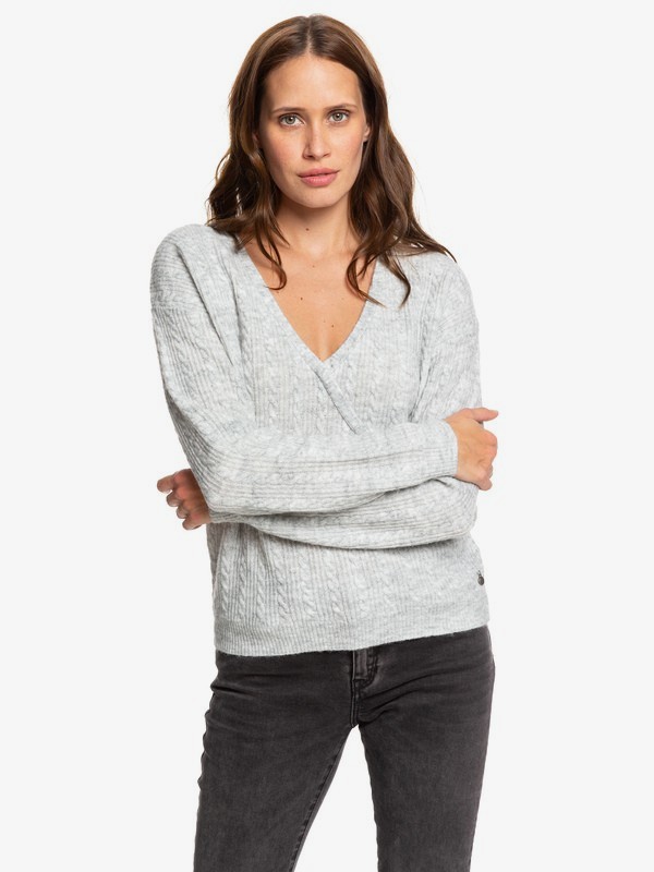 roxy, Poetic Sunshine - Wrap Jumper for Women, HERITAGE HEATHER (sgrh) 0 Poetic Sunshine - Wrap Jumper for Women Grey ERJSW03351 Roxy