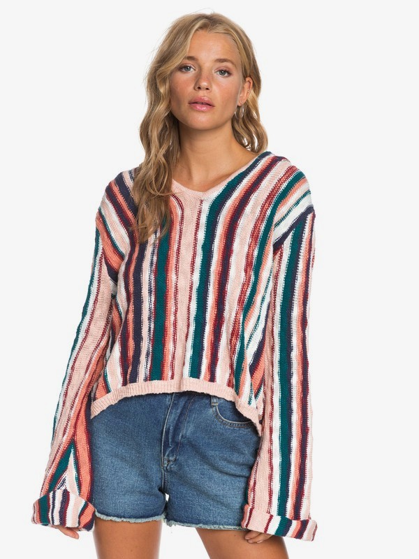 roxy, Sun Express Hooded Sweater, MOOD INDIGO SOUL STRIPES (bsp4) 0 Sun Express Hooded Sweater Blue ERJSW03365 Roxy
