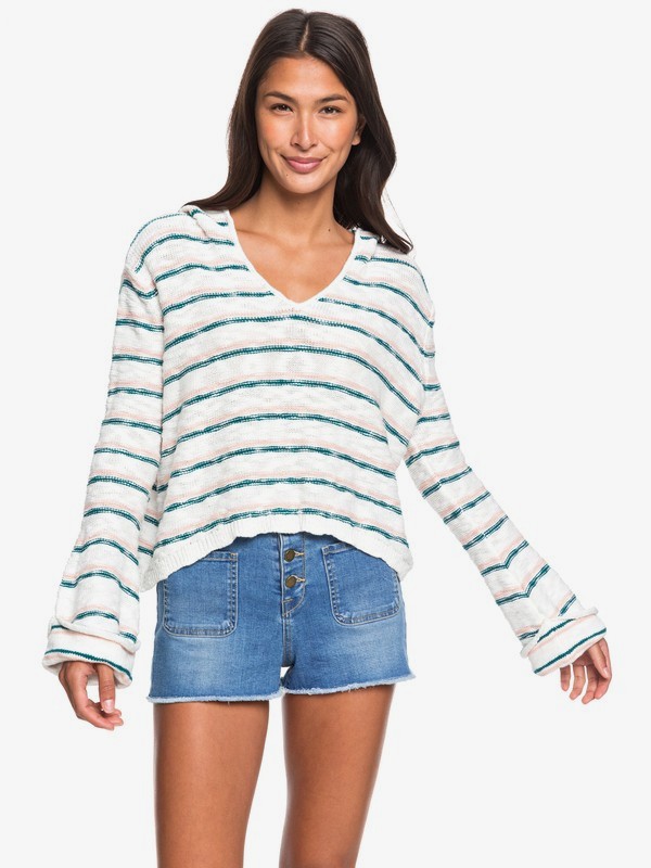 roxy, Sun Express Hooded Sweater, EVERGLADE BALI STRIPES HORIZON (bss4) 0 Sun Express Hooded Sweater Blue ERJSW03365 Roxy