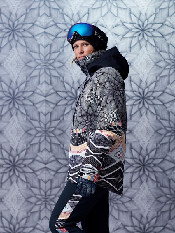 roxy, Сноубордическая куртка Frozen Flow, TRUE BLACK_POP SNOW STARS (kvj6) 0 Сноубордическая куртка Frozen Flow Черный ERJTJ03155 Roxy