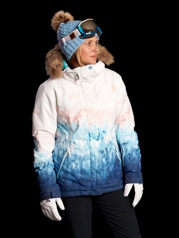 roxy, Jet Ski SE - Veste de snow pour Femme, BRIGHT WHITE_SNOWYVALE (wbb7) 0 Jet Ski SE - Veste de snow pour Femme Blanc ERJTJ03184 Roxy