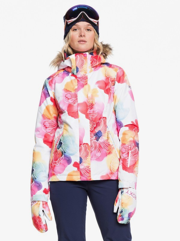roxy, Jet Ski - Chaqueta para Nieve para Mujer, BRIGHT WHITE AQUAREL FLOWERS (wbb7) 0 Jet Ski - Chaqueta para Nieve para Mujer Blanco ERJTJ03205 Roxy
