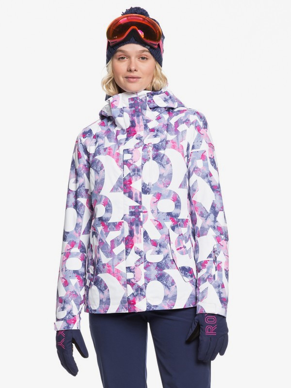roxy, ROXY Jetty - Chaqueta para Nieve para Mujer, BRIGHT WHITE FAMOUS ALPHABET (wbb3) 0 ROXY Jetty - Chaqueta para Nieve para Mujer Blanco ERJTJ03207 Roxy