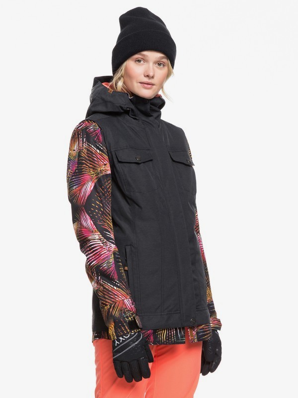 roxy, Ceder Snow Jacket, TRUE BLACK NIGHT PALM (kvj1) 0 Ceder Snow Jacket Black ERJTJ03230 Roxy