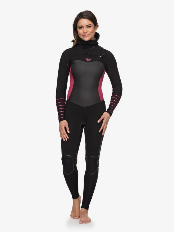 roxy, 5/4/3mm Syncro Plus - Chest-Zip Neoprenanzug mit Kapuze für Frauen, BLACK / SANGRIA (xkkr) 0 5/4/3mm Syncro Plus - Chest-Zip Neoprenanzug mit Kapuze für Frauen ERJW203002 Roxy
