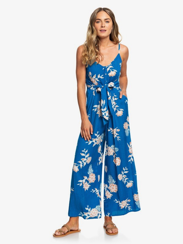 roxy, Wheel And Palms - Strappy Wide-Leg Jumpsuit for Women, MYKONOS BLUE EGLANTINE (bzf7) 0 Wheel And Palms - Strappy Wide-Leg Jumpsuit for Women Blue ERJWD03338 Roxy