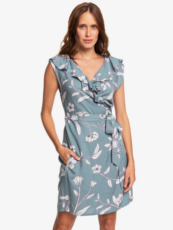 roxy, Rivello With You Sleeveless Wrap Dress, TROOPER ALAPA (bln6) 0 Rivello With You Sleeveless Wrap Dress Blue ERJWD03351 Roxy