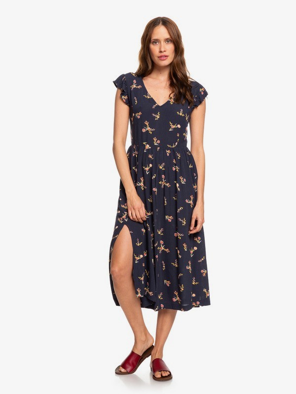 roxy, Rush Minute Short Sleeve Midi Dress, MOOD INDIGO IN MY BAG (bsp9) 0 Rush Minute Short Sleeve Midi Dress Blue ERJWD03384 Roxy