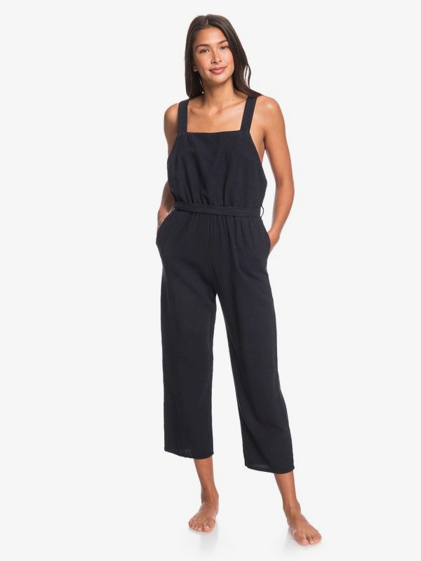 roxy, Love Love Love - Combinaison en lin pour Femme, TRUE BLACK (kvj0) 0 Love Love Love - Combinaison en lin pour Femme Noir ERJWD03405 Roxy