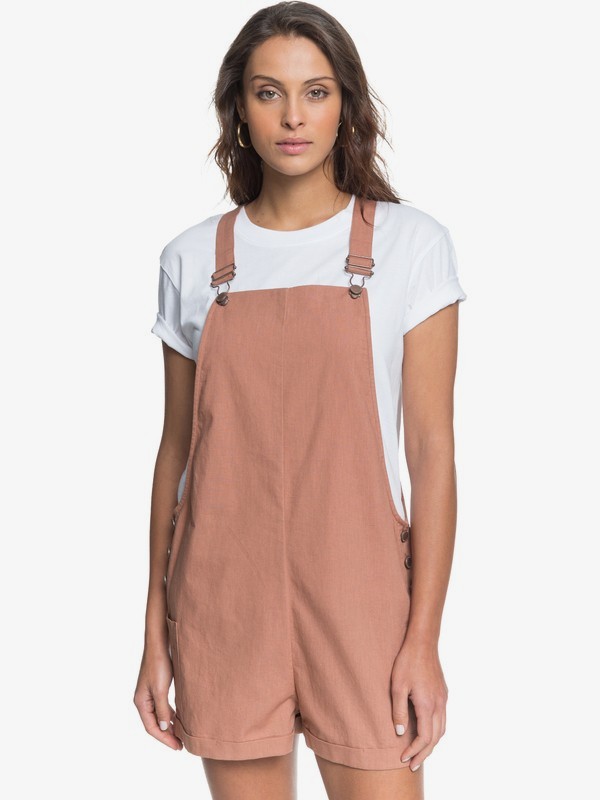 Womens Low Rising Linen Dungaree Short 3613375928342 Roxy