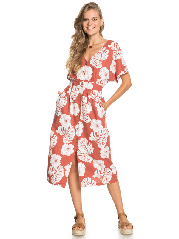 Sunny Memories - Midi Length Short Sleeve Dress for Women  ERJWD03562