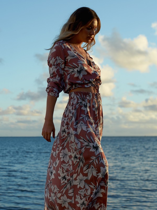 roxy, Last Forever Maxi Skirt, WITHERED ROSE LILY HOUSE (mmg6) 0 Last Forever Maxi Skirt Pink ERJWK03043 Roxy