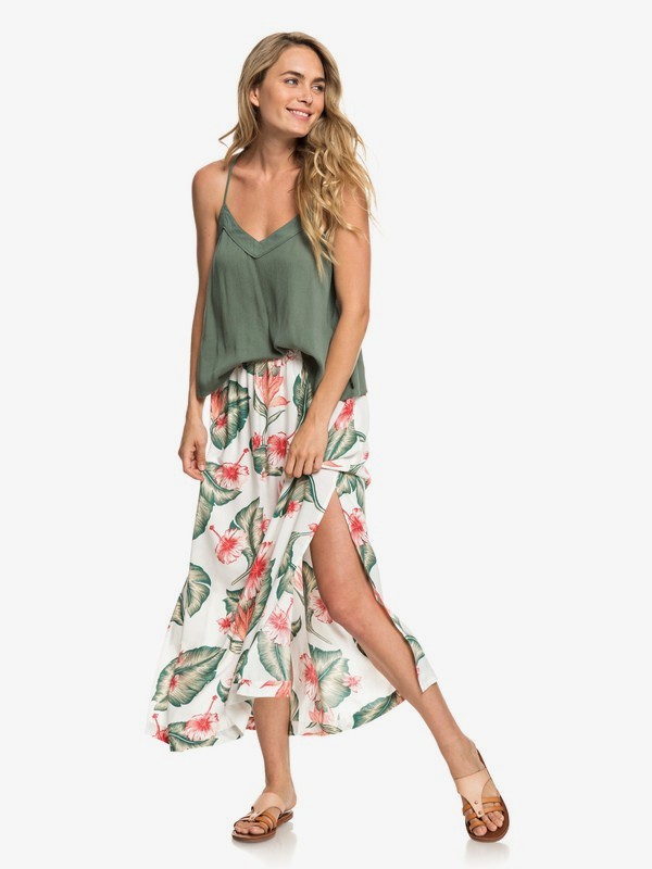 roxy, From Monroe To Madison - Falda Larga para Mujer, MARSHMALLOW TROPICAL LOVE (wbt7) 0 From Monroe To Madison - Falda Larga para Mujer Blanco ERJWK03057 Roxy