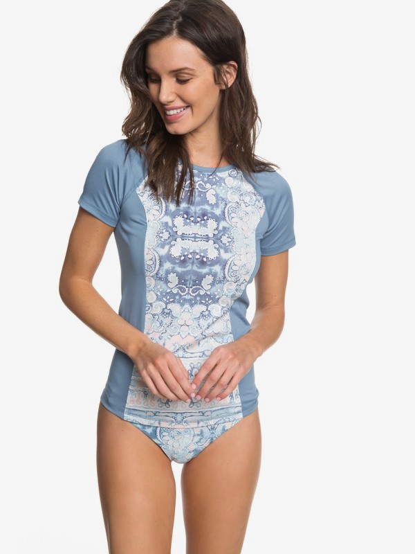 roxy, Dream Sea C/L Swim - Licra de Manga Corta con Protección Solar UPF 50 para Mujer, MARSHMALLOW MIAMI ON SUNSET (xwbm) 0 Dream Sea C/L Swim - Licra de Manga Corta con Protección Solar UPF 50 para Mujer Blanco ERJWR03208 Roxy