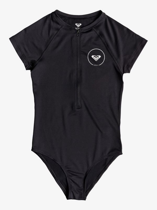 Essentials Short Sleeve Front Zip OnePiece Swimsuit for Women Roxy