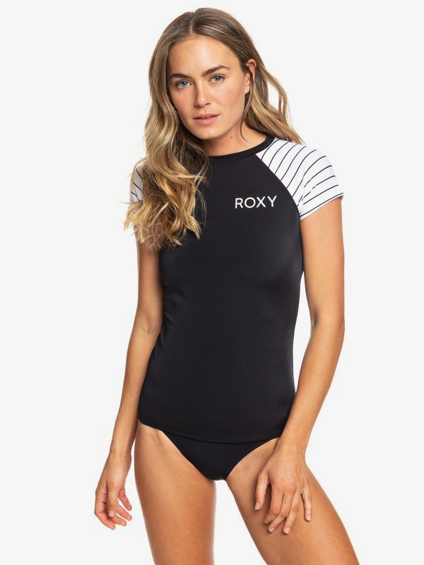 roxy, ROXY Cap Sleeve UPF 50 Rashguard, BRIGHT WHITE S POOL STRIPES (wbb5) 0 ROXY Cap Sleeve UPF 50 Rashguard White ERJWR03312 Roxy