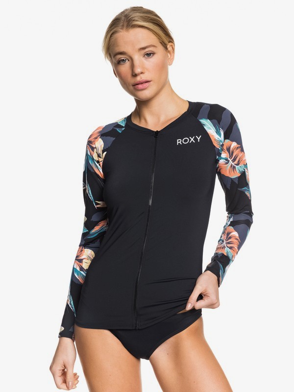 Roxy - Fashion - Rash Vest met Lange Mouw en Rits en UPF 50 voor Dames