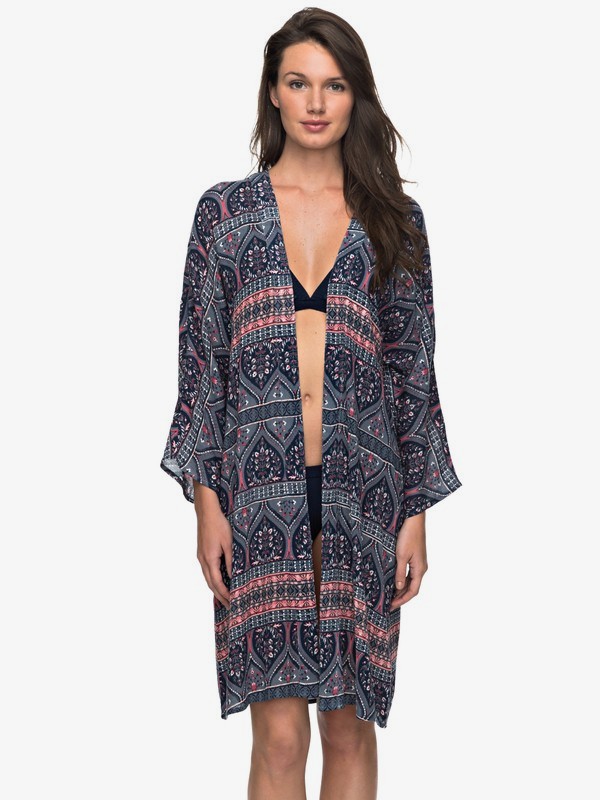 roxy, Long Vacation 3/4 Sleeve Kimono, CHINA BLUES NEW MAIDEN (bnd7) 0 Long Vacation 3/4 Sleeve Kimono ERJWT03202 Roxy