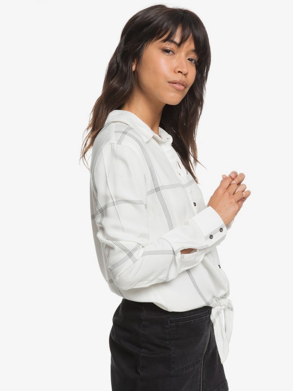 roxy, Suburb Vibes Long Sleeve Shirt, MARSHMALLOW THIN LINES PLAID (xkwk) 0 Suburb Vibes Long Sleeve Shirt Multicolor ERJWT03234 Roxy