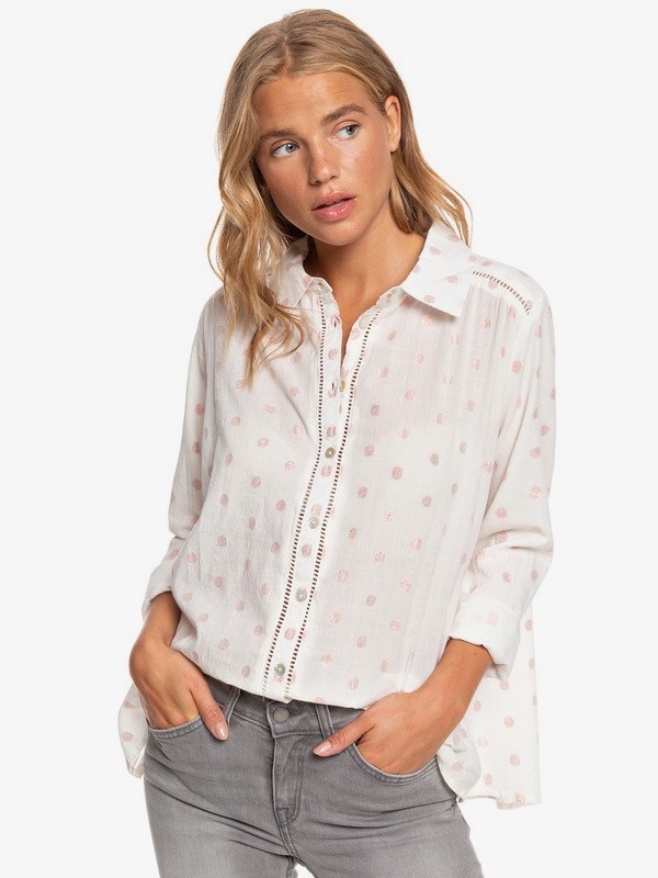 roxy, Urban Earth - Long Sleeve Lightweight Shirt for Women, SNOW WHITE SHINY DOTS (wbk7) 0 Urban Earth - Long Sleeve Lightweight Shirt for Women White ERJWT03340 Roxy