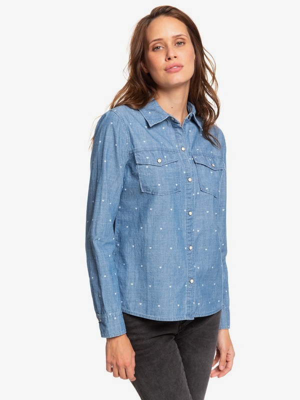 roxy, Рубашка с длинным рукавом Paradisiac Cascade, MEDIUM BLUE (bmtw) 0 Рубашка с длинным рукавом Paradisiac Cascade Синий ERJWT03341 Roxy