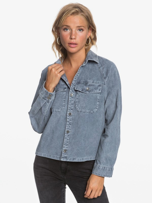 roxy, Be Right Here Corduroy Overshirt, TURBULENCE (kym0) 0 Be Right Here Corduroy Overshirt Black ERJWT03362 Roxy