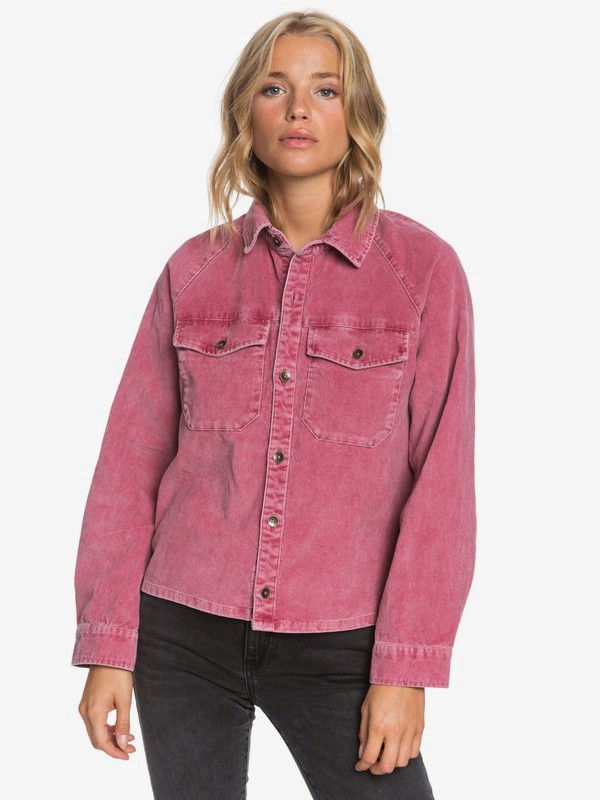 roxy, Be Right Here Corduroy Overshirt, RHUBARB (rze0) 0 Be Right Here Corduroy Overshirt Red ERJWT03362 Roxy