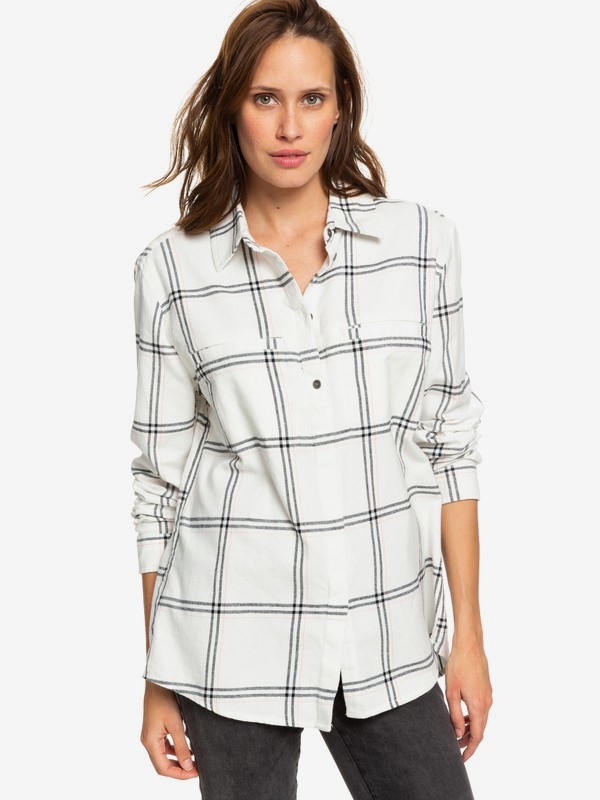 roxy, Young Again Long Sleeve Shirt, SNOW WHITE BASIC PLAID (xkmw) 0 Young Again Long Sleeve Shirt Multicolor ERJWT03364 Roxy