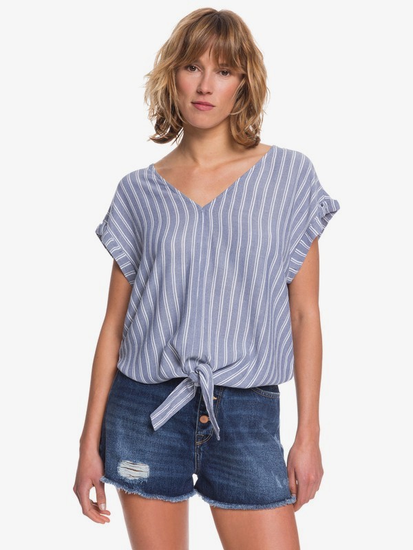 Roxy - Born To Try - Blouse van Crêpestof met Korte Mouw om voor te knopen voor Dames