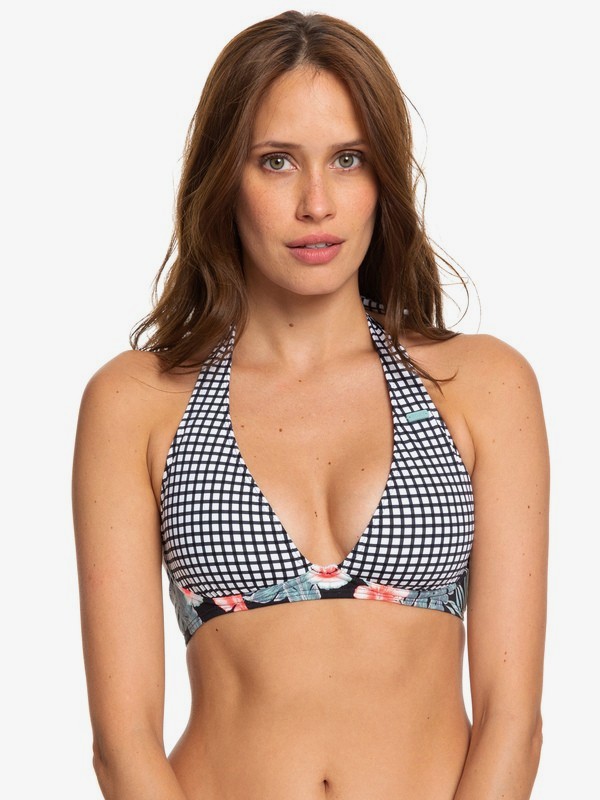 roxy, Beach Classics - Haut de bikini triangle foulard pour Femme, BRIGHT WHITE VICHY SWIM (wbb1) 0 Beach Classics - Haut de bikini triangle foulard pour Femme Blanc ERJX303842 Roxy