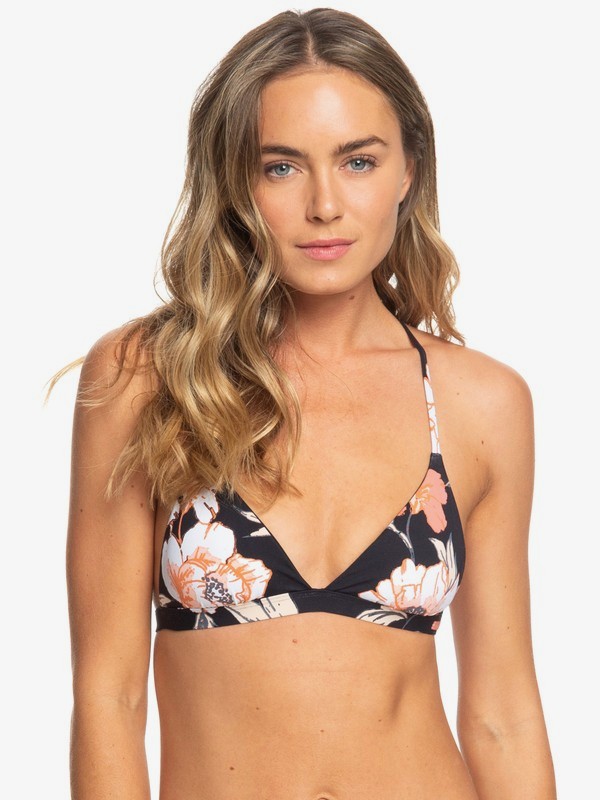 roxy, Parte Superior de Bikini Reversible Triángulo Fijo Beach Classics, ANTHRACITE S NEW FLOWERS (kvj7) 0 Parte Superior de Bikini Reversible Triángulo Fijo Beach Classics Negro ERJX303948 Roxy