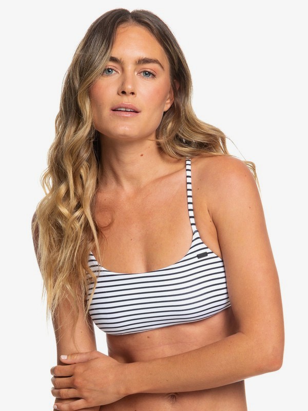 roxy, Printed Beach Classics Bralette Bikini Top, ANTHRACITE S MARINA STRIPES (kvj4) 0 Printed Beach Classics Bralette Bikini Top Black ERJX303967 Roxy