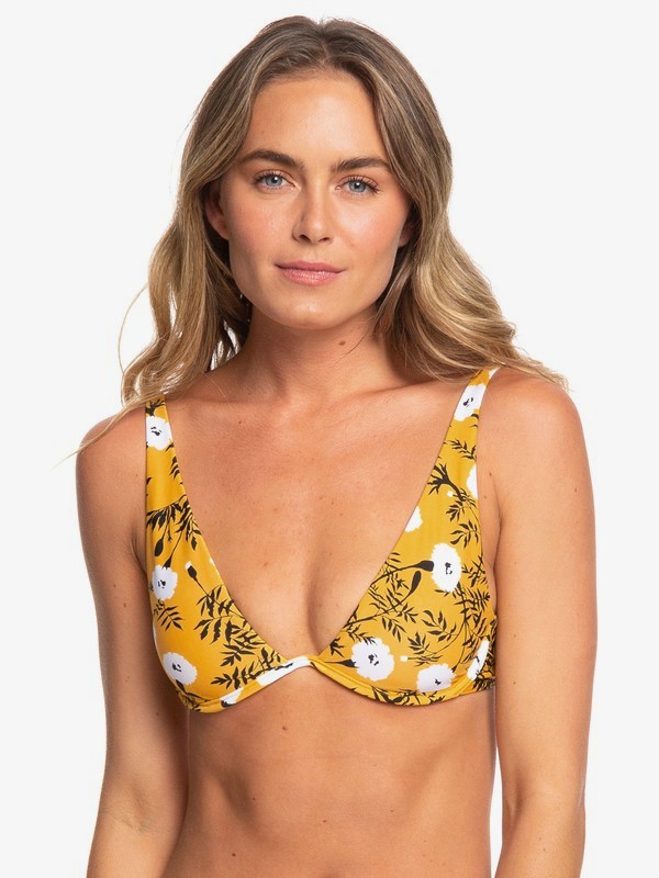 roxy, Wavy Soul Underwired Elongated Tri Bikini Top, HONEY GOLD HONEY S (yjy7) 0 Wavy Soul Underwired Elongated Tri Bikini Top Yellow ERJX304055 Roxy