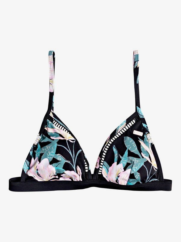 roxy, Tropical Day Fixed Triangle Bikini Top, ANTHRACITE TROPICAL DAY S (xkwm) 0 Tropical Day Fixed Triangle Bikini Top Blue ERJX304167 Roxy
